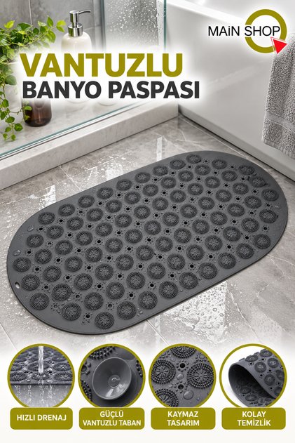Non-Slip Shower Cabin Bathroom and Shower Mat Sticks with Massage Suction Cup 37 X 69 cm M-142
