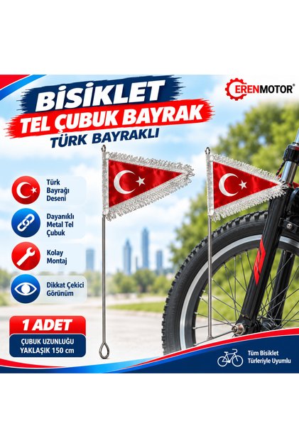 Tel Çubuklu Bisiklet Türk Bayrak