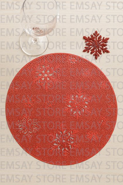 2-Piece Snowflake Themed Patterned American Placemat – Table Decoration Supla 35X35 Christmas Decoration