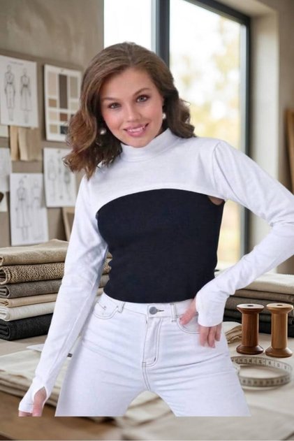 Toe-Covering Hijab Neck Collar | Yakali Long Sleeve Sleeved Body Blouse Bolero Casual Design