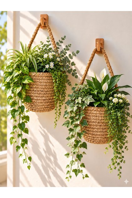 Mini Decorative Basket 2 Pieces Mini Basket Organizer Flower Holder 10X12 cm