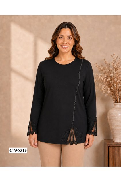 Elegant Women's Lace Embroidered Plus Size Blouse