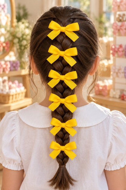 Candy Color Yellow Ribbon 6-Piece Children's Buckle Set-3Cm Metal Clip