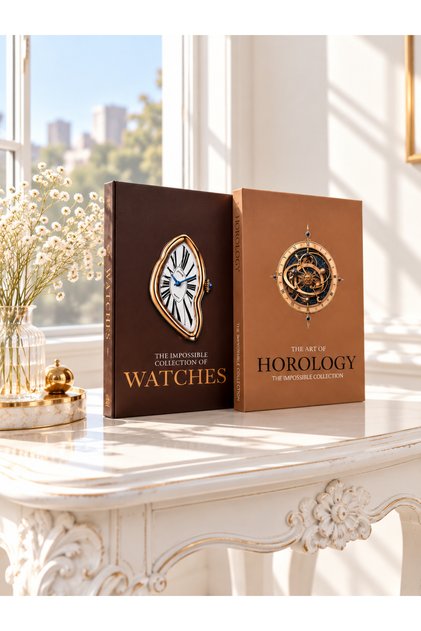 HOROLOGY & WATCHES KAHVE RENGİ TABA 2 Lİ DEKORATİF KUTU