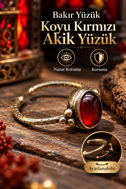Women's Copper Real Red Agate Stone Ring Adjustable Trend (Gift, Birthday, Daily)