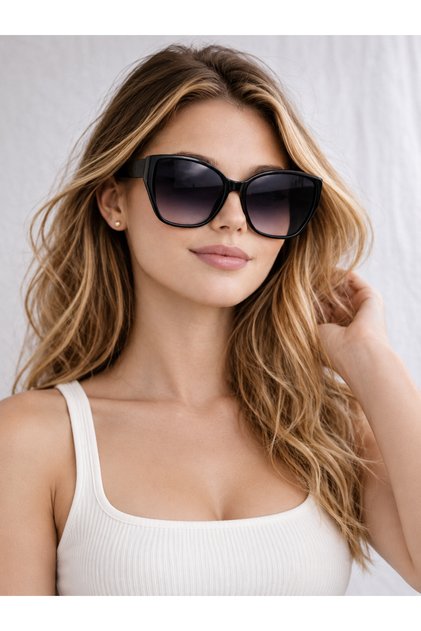 نظارات شمسية مربعة كبيرة الحجم بتصميم عين القطة وعدسات متدرجة للنساء - نظارات فاخرة تعكس أحدث صيحات الموضة