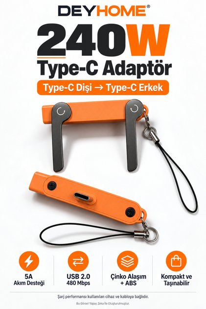 Katlanabilir Standlı Type-C to Type-C Adaptör | Taşınabilir Mini Dock Şarj & Veri Dönüştürücü
