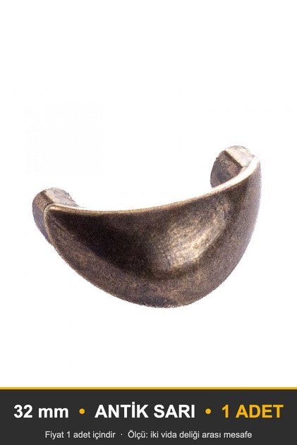 Sonay Antique Yellow 32 mm Handle, Luxury Country Kitchen Furniture Cabinet Drawer Handle