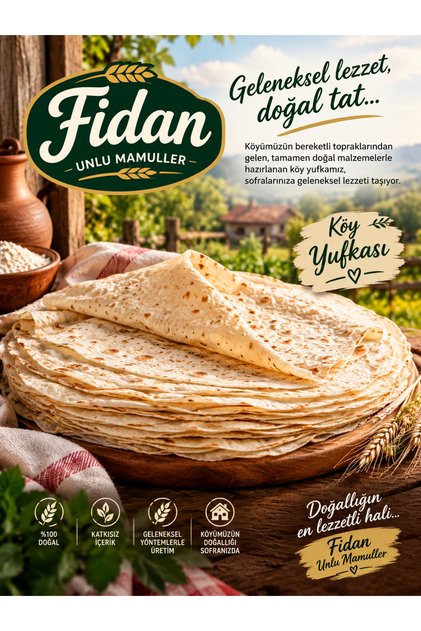 KÖY YUFKASI 2KG ( 12 ADET ) EL AÇMASI SACDA PİŞİRİLMİŞ