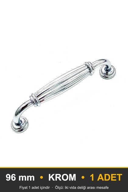 Kardelen Chrome 96 mm Handle Luxury Country Kitchen Furniture Cabinet Drawer Handle