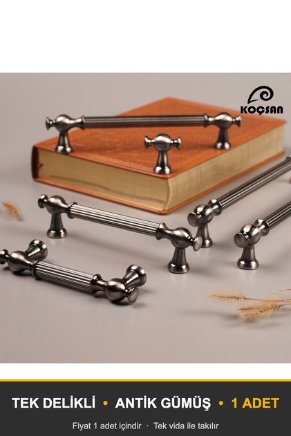 Begüm Antique Silver Button Handle Luxury Country Kitchen Furniture Cabinet Drawer Handle