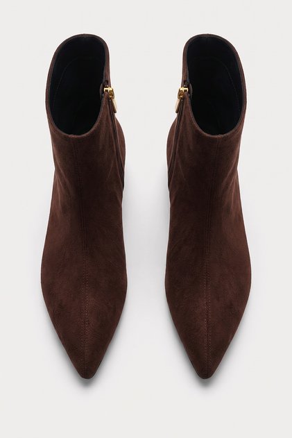 Women's Pointed Toe Low Heel Zippered Faux Leather Suede Casual Office and Winter Boots