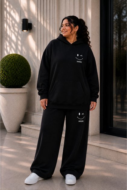 Women's Plus Size 3 Thread Raster Hooded 2-Piece Tracksuit Set Oversize Hoodie Loose Leg Pants Casual L XL 2XL 3XL 4XL 5XL 6XL 7XL 8XL