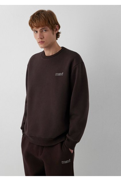 M0S10379 Logo Printed Sweatshirt Men's Sweatshirt Brown