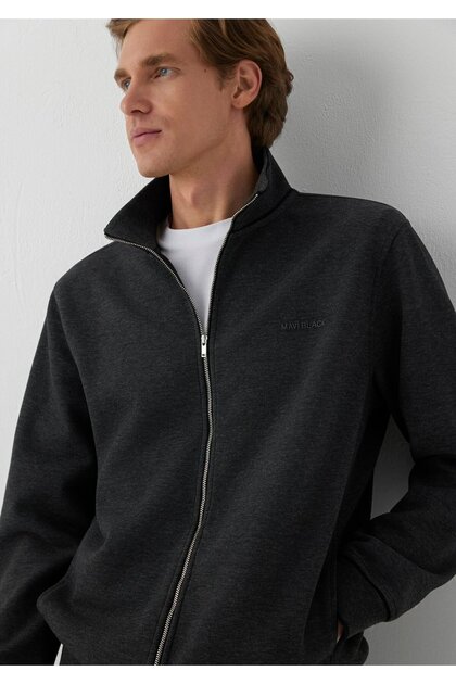 Men's Gray Full Zip Sweatshirt Dark Gray Melan Sweatshirt