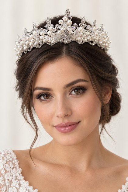 Pearl Almond Stone Bridal Crown
