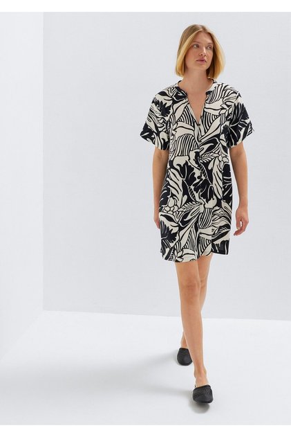 Printed Black Midi Dress 1310907-84587