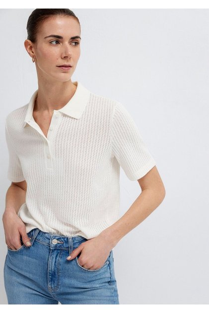 Knitted Ecru Polo T-Shirt Slim Fit / Narrow Cut 1614311-70057