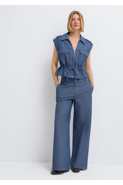 Textured Wide Leg Pants 1011214-80195