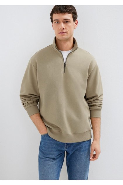 Half-Zip Basic Beige Sweatshirt 0S10419-70204