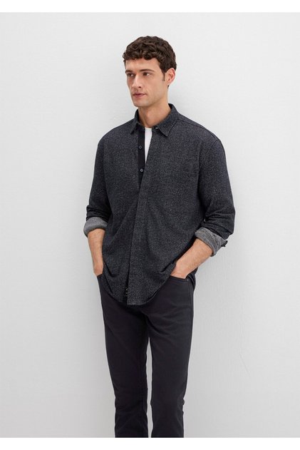 Black Navy Blue Shirt Loose Fit / Relaxed Fit 0211764-70497