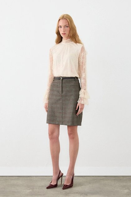 Beli Belted Plaid Mini Skirt - Brown