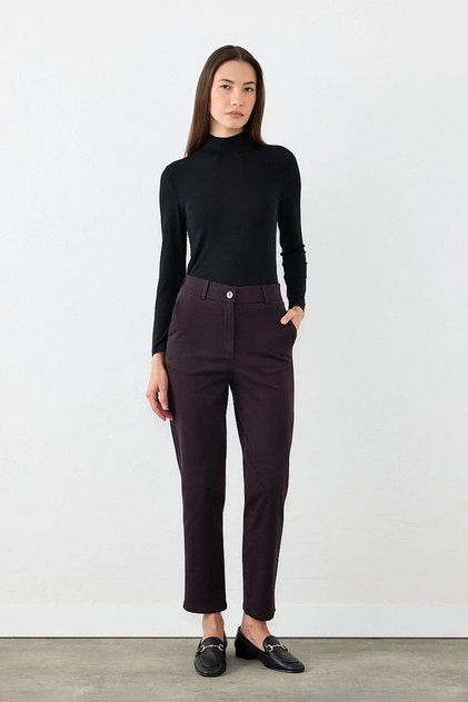Canvas Mom Pants - Brown