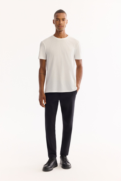 Men's Black Quick-Drying Anti-Wrinkle Slim Fit Pants with Elastic Sides A52Y3077