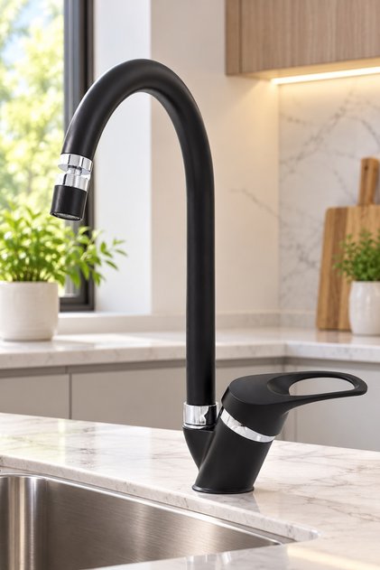 Olinda Black Kitchen Sink Faucet with 360° Movable Aerator