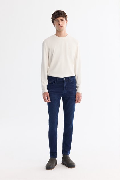Erkek Lacivert Eskitme Yıkama Esnek Berlin Slim Fit Jean Pantolon B003521