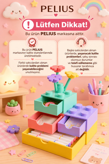 Desktop Organizer Drawer Organizer Box Pastel Lego Design Pen Holder Note Holder, Desk Decor
