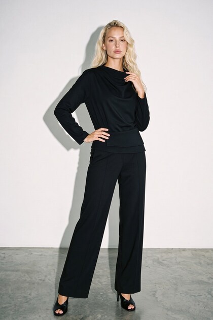 Black Detailed Loose-Fit Trousers
