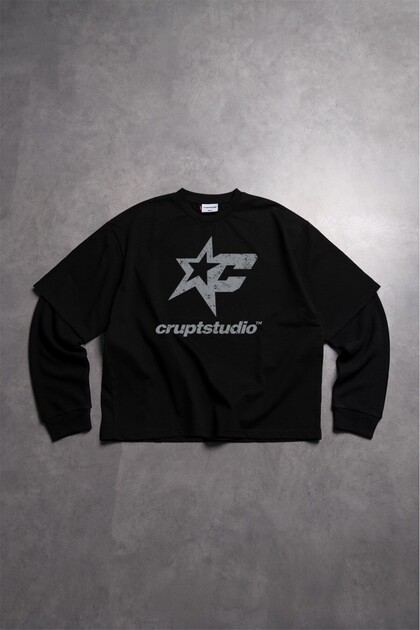 Crupt Starfall Long Sleeve Crop Black Men's T-Shirt