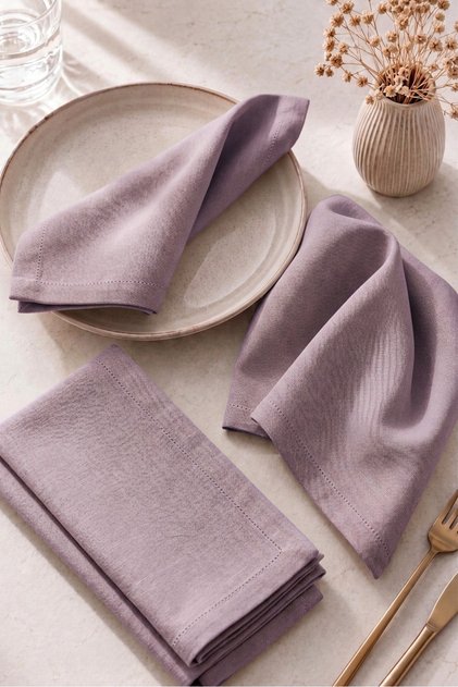 American Serve, 6-Piece Special Stitched Fabric Napkin Dried Rose