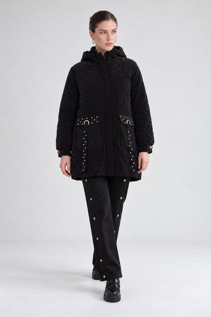 Black Quilted Jacket with Pocket Detail