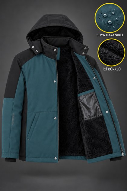 Double Color Softshell Winter Coat with Fur Inside Pldp 3041_50525-1