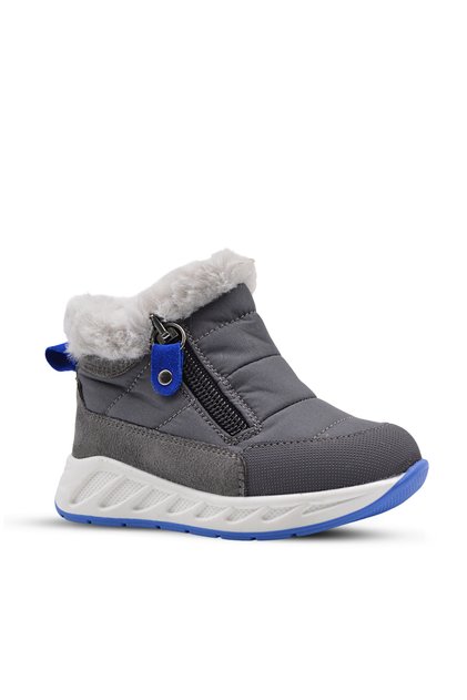 Waly double zippered plush fur lined parachute fabric boy's boot - smoke