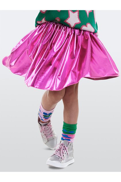 Girl's Metallic Shiny Dark Pink Skirt 5-10 Years Old