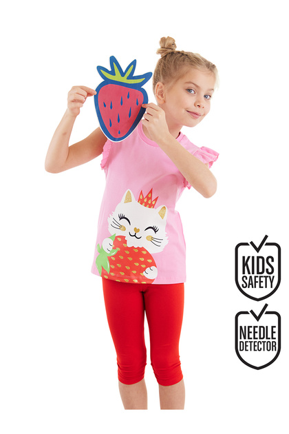 Strawberry Girl's Summer Ruffle T-Shirt Leggings Set