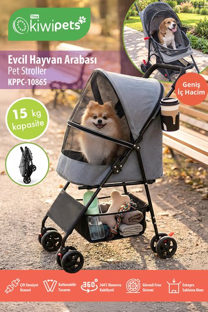 KPPC-10865 Evcil Hayvan Arabası | Katlanabilir & 360° Teker & Karbon Çelik Gövde