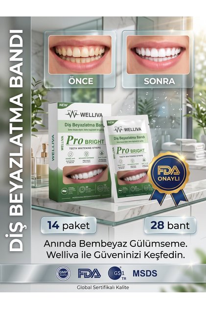 Diş Beyazlatma Bandı,28 Bant Profesyonel Beyazlık, Hassas Beyazlık 14 Paket