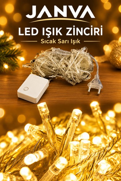 100 Ledli Fişli Led, Dekor Lambası 10m Gün Işığı Yılbaşı Ağacı Işığı