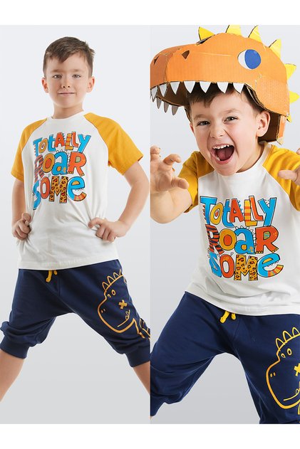Roarsome Dino Boys Summer T-Shirt Capri Shorts Set
