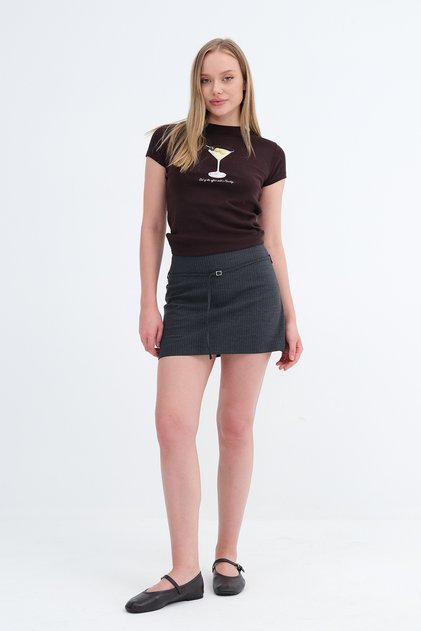 Striped Belted Mini Skirt E1428