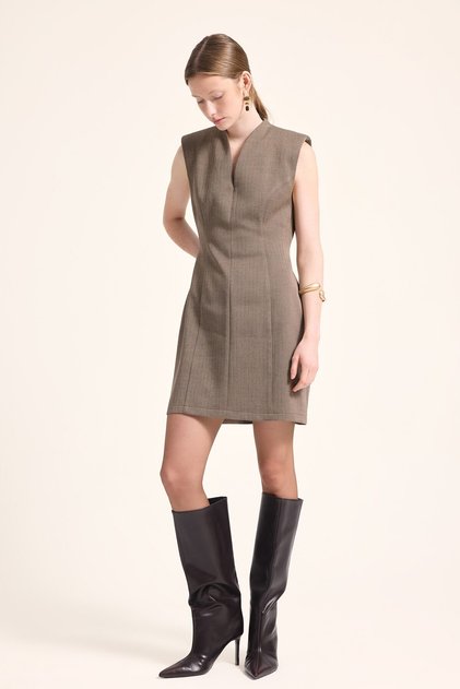 Hakim Collar Zippered Sleeveless Bell Skirt Mini Dress I9695Ax26Wn