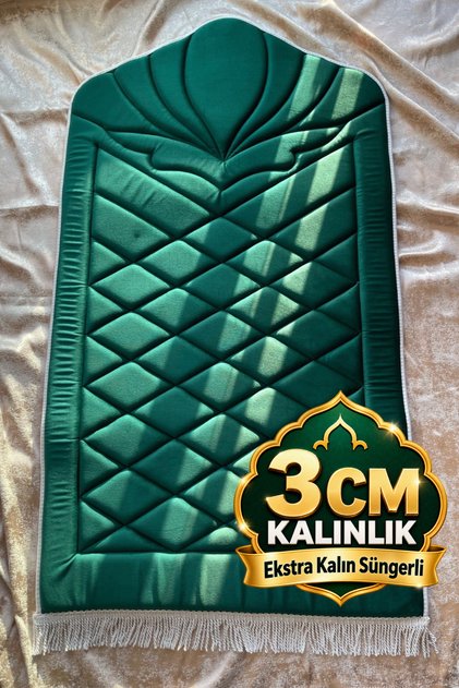 Lüks Ortopedik Kapitoneli 3 cm Kalın Süngerli Seccade Konforlu Taban Taşıma Çantalı Namazlık 120 x 68 cm