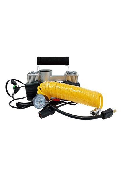 Heavy Duty 2 Cylinder Car Air Compressor 12V Portable Tire Inflator Pump With Pressure Gauge, Battery Clips, Long Hose & Carry Bag, Auto Air Pump For SUV 4x4 Sedan Motorcycle Bicycle Tires