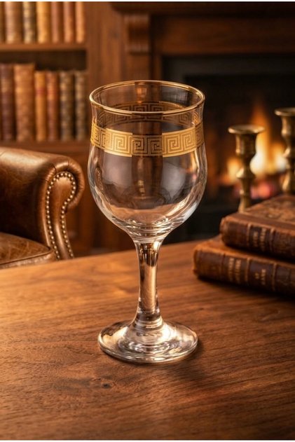 Set Pahare cu picior de vin aurii Athena, 6 piese, 315ml