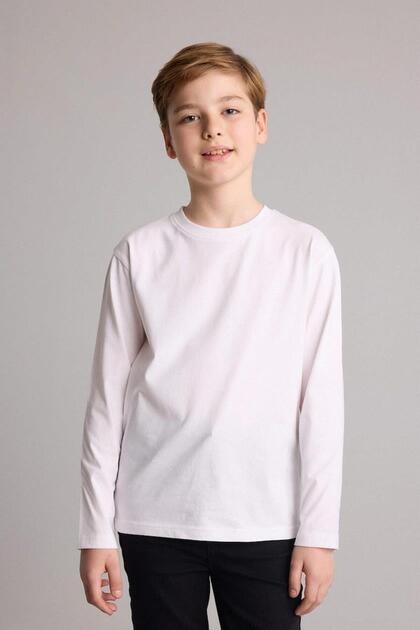 Okul 100% Cotton Crew Neck Basic Plain Long Sleeve School T-Shirt Boys K1686A626Au