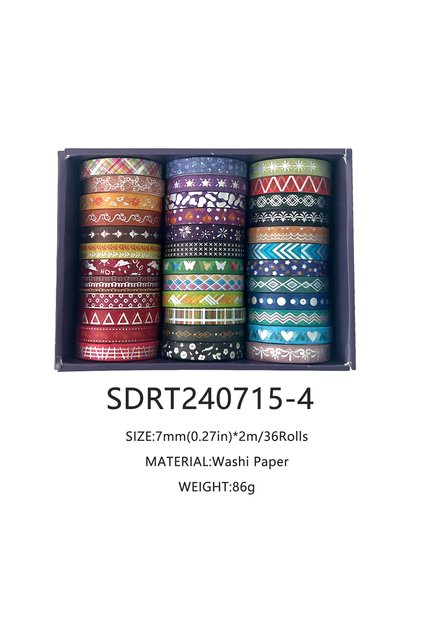 SDRT240715-4 36rolls Slim golden foiled Washi Tapes Set 7mm skinny Masking Tapes For Scrapbooking Jo
